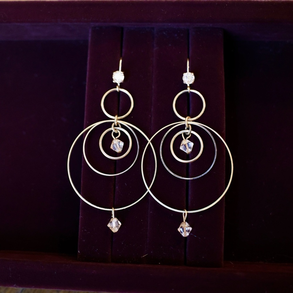 Gold Hoop Earrings with Crystal Accents